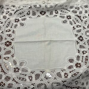 Keeco Battenburg Lace Tablecloth 100% Cotton Small Square Tablecloth Vintage